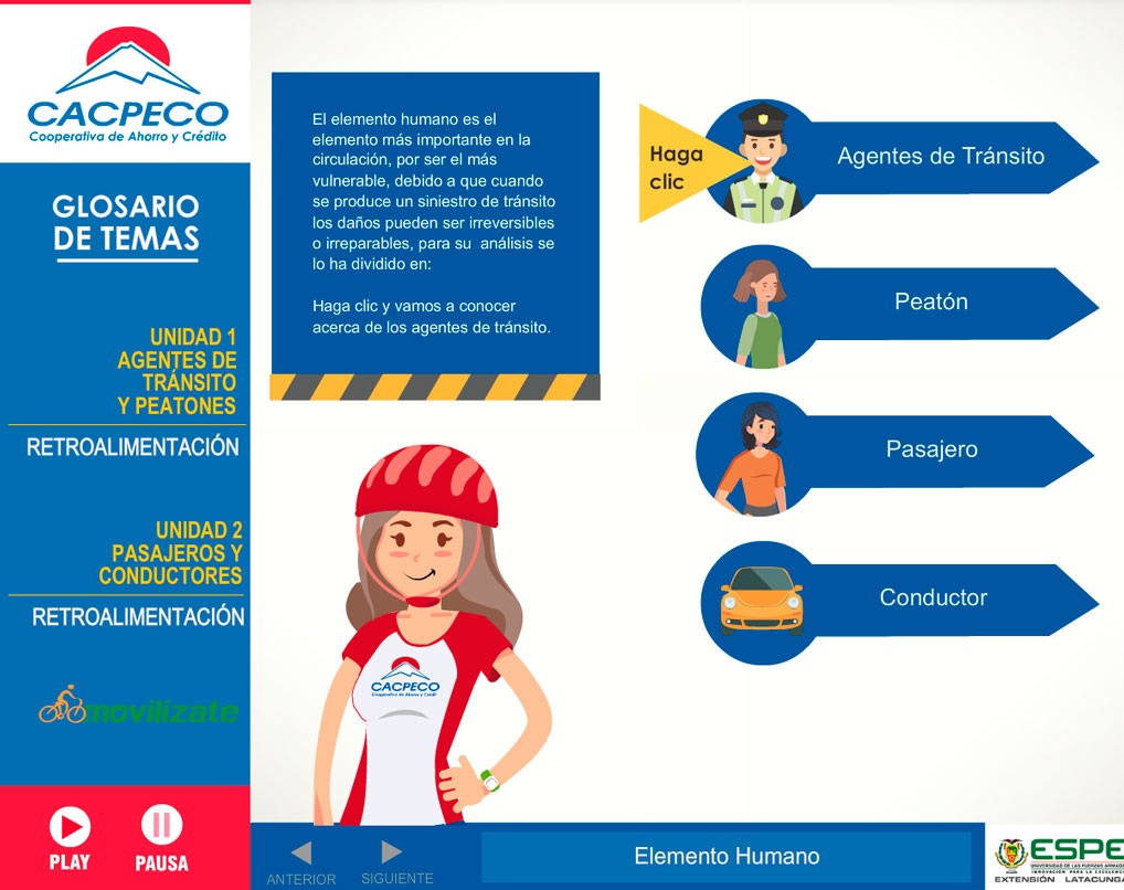cacpeco elearning elementos transito