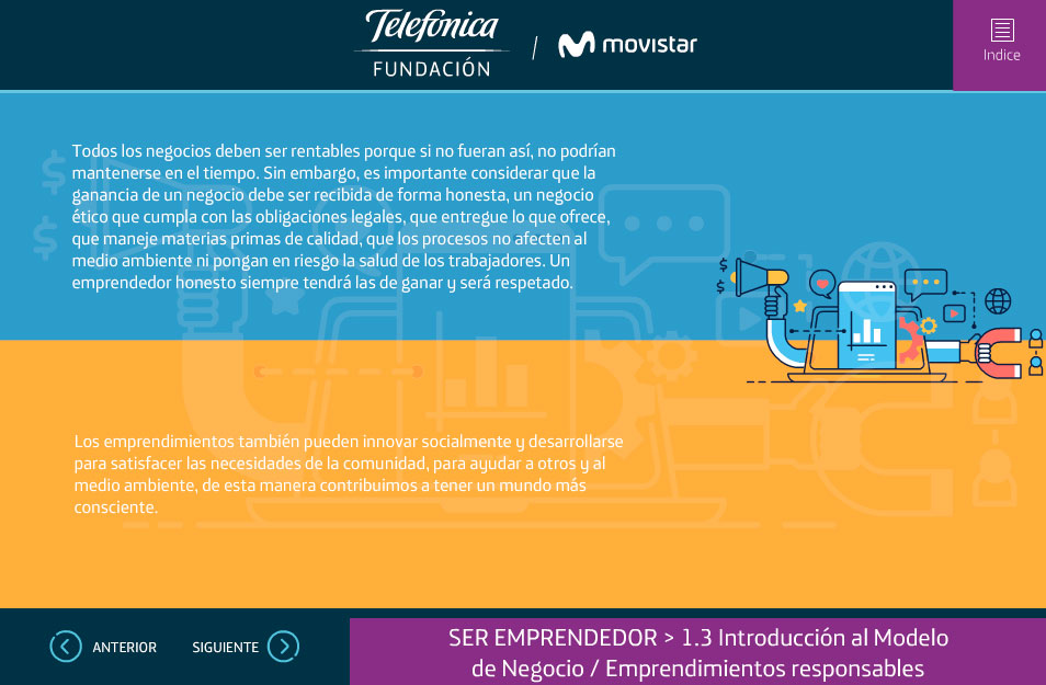 elearning telefonica modelo de negocio emprendimientos responsables quito