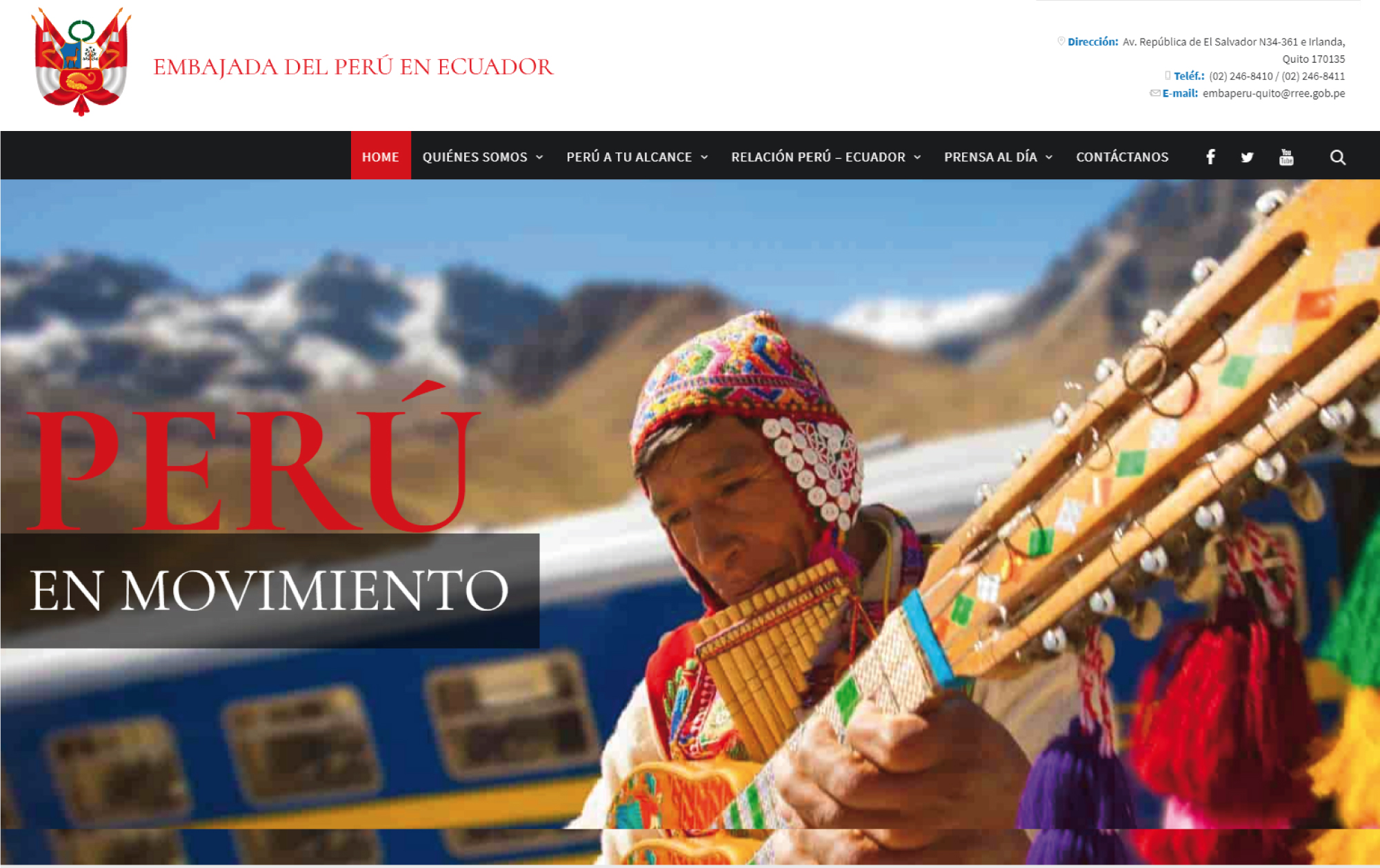 header web embajada peru en quito ecuador